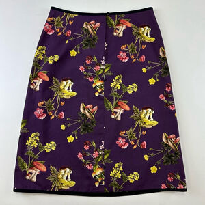 Mushroom botanical print reversible aline skirt Handcrafted cotton Size 6 fungi
